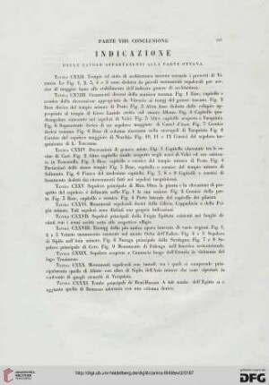 Indicazione delle tavole appartenenti alla parte ottava