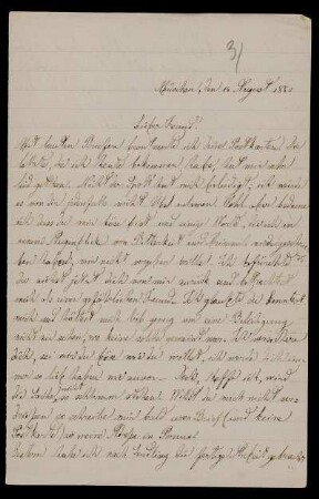 Nr. 6: Brief von Luigi Bianchi an Adolf Hurwitz, München, 14.8.1880