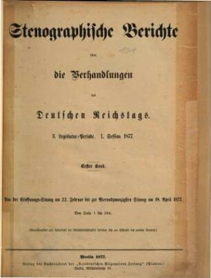 Verhandlungen des Reichstages. Stenographische Berichte. 44. 1877