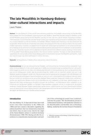 The Late Mesolithic in Hamburg-Boberg: inter-cultural interactions and impacts