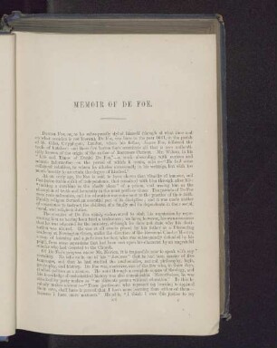 Memoir of De Foe.