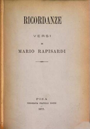 Ricordanze : Versi