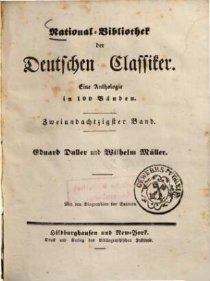 Anthologie aus den Werken : mit d. Biogr. d. Autors