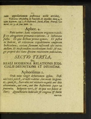 Sectio tertia, De reali hodiernae relationis judicialis definitione et divisione.