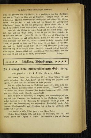 Zu Ludwig Erks hundertjährigem Geburtstag
