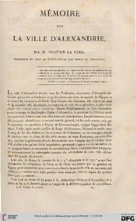Mémoire sur la ville d'Alexandrie