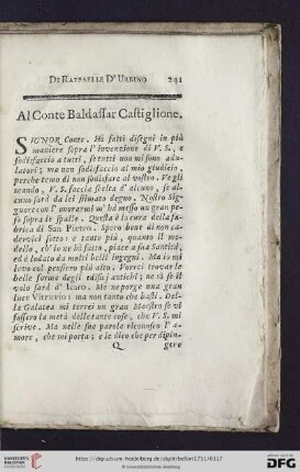 Al conte Baldassar Castiglione