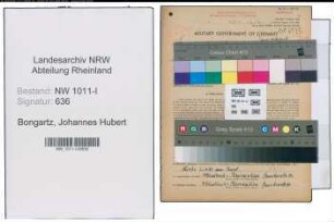 Entnazifizierung Johannes Hubert Bongartz , geb. 05.11.1908 (Schneidermeister)
