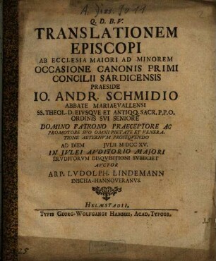 Translationem Episcopi Ab Ecclesia Maiori Ad Minorem Occasione Canonis Primi Concilii Sardicensis
