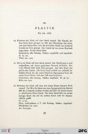 III. Plastik (Nr. 64-99b)
