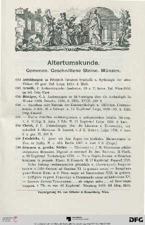 Altertumskunde. Gemmen. Geschnittene Steine. Münzen (Nr. 693-768)