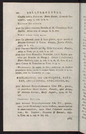 100-118, Philologie, ou Critiques, Satyres, Invectives, Apologies, &c. - Hiéroglyphes, Emblémes, Devises, Enigmes, &c.