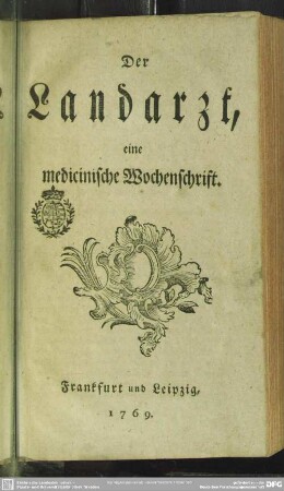 1765/66: Der Landarzt : eine medicinische Wochenschrift