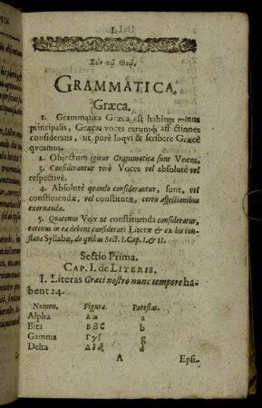 [Pars Prima]. Grammatica Graeca