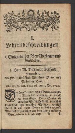 I. Lebensbeschreibungen