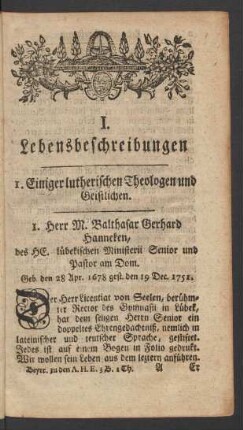 I. Lebensbeschreibungen