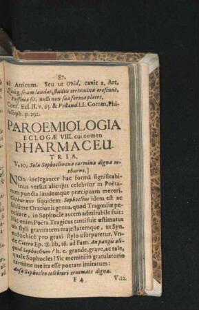 Eclogae VIII. cui nomen Pharmaceutria.