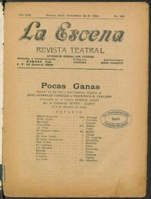 Pocas ganas : sainete en un acto y tres cuadros