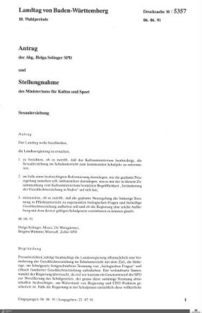 Antrag der SPD: Sexualerziehung