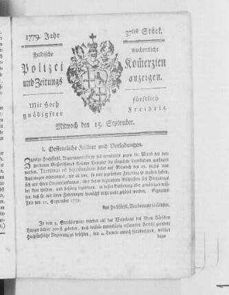 37tes Stück., Ausgabe vom 15. September 1779