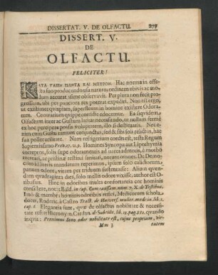 Dissert. V. De Olfactu.