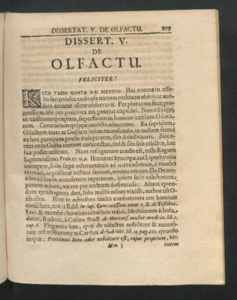 Dissert. V. De Olfactu.