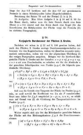 § 24. Konjugierte Durchmesser der Flächen 2. Grades.