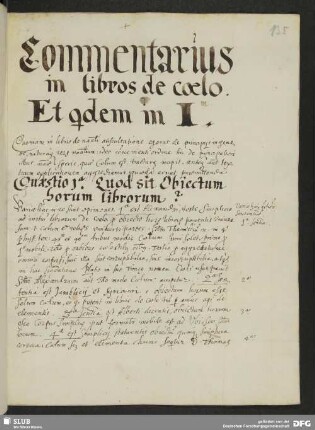 Commentarius in libros de caelo.