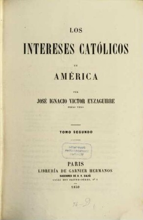 Los intereses católicos en América, II