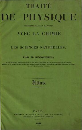 Traité de physique considérée dans ses rapports avec la chimie et les sciences naturelles, [3]. Atlas