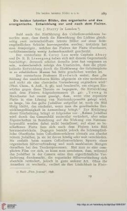 13: Die beiden latenten Bilder, das organische und anorganische. Entwicklung vor und nach dem Fixiren