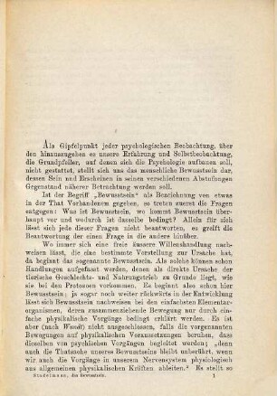 Das Bewusstsein und seine physiologischen Veränderungen : Eine psychologische Studie von Heinrich Stadelmann