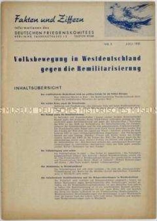 Mitteilungsblatt des Deutschen Friedenskomitees zur Volksbewegung gegen die Remilitarisierung der Bundesrepublik