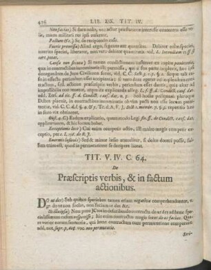 Tit. V. IV. C. 64. De Præscriptis verbis, & in factum actionibus.