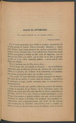 Hacia el optimismo : Un santo triste es un triste santo