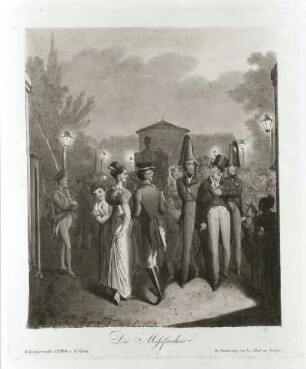 Die Meßfreiheit : Opiz, Georg Emanuel. Die Meßfreiheit. Aus: "Leipziger Messe", H. 1. Stich, koloriert; 28 x 24 cm. 1825. Leipzig: Stadtgeschichtliches Museum XV B KK 35