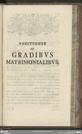 Positiones De Gradibus Matrimonialibus