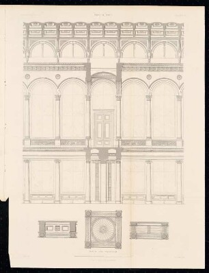 Börse, Berlin: Innenansicht, Details Börsensaal (aus: Atlas zur Zeitschrift für Bauwesen, hrsg. v. G. Erbkam, Jg. 15, 1865)