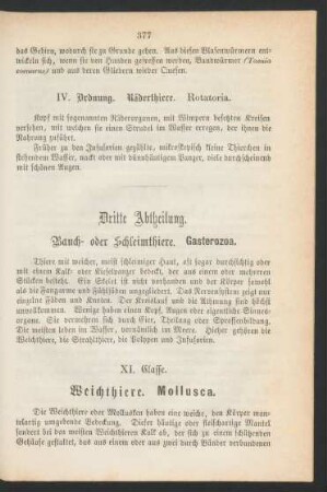 Dritte Abtheilung. Bauch- oder Schleimthiere. Gasterozoa.