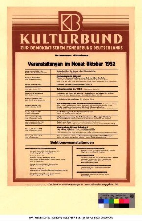 Originaltitel: Veranstaltungen im Monat Oktober 1952
