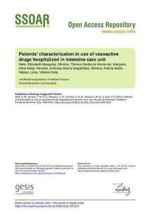 Patients' characterization in use of vasoactive drugs hospitalized in intensive care unit