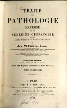 Traité de pathologie externe et de médecine operatoire, 4