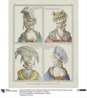 Gallerie des Modes et du Costume Français: Chapeau simple, Bonnet demi-négligé. ee.171
