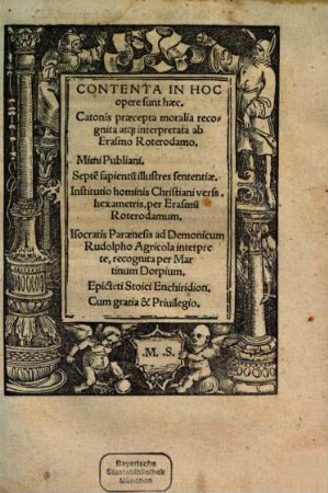 Contenta In Hoc opere sunt haec, Catonis praecepta moralia