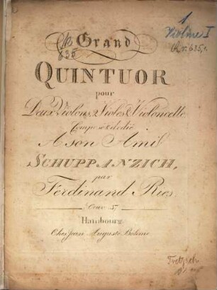 Grand quintuor pour deux violons, 2 violes & violoncelle : oeuv. 37