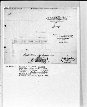 Fagus-Werk, Aufriß vom Kohlen- und Spänehaus von Südosten