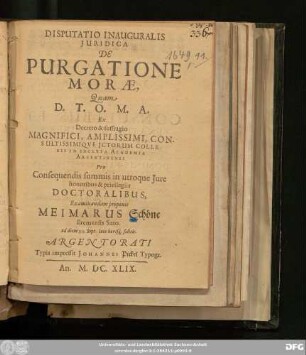 Disputatio Inauguralis Iuridica De Purgatione Morae