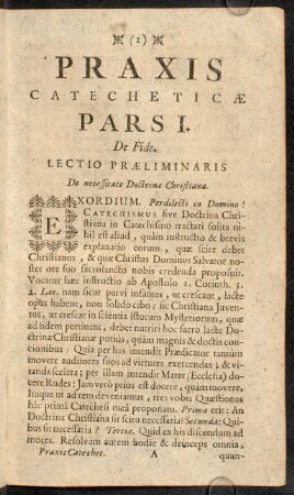 1-12, Lectio Praeliminaris. De necessitate Doctrina Christianae. - Lectio I. Ad quid creatus est homo.