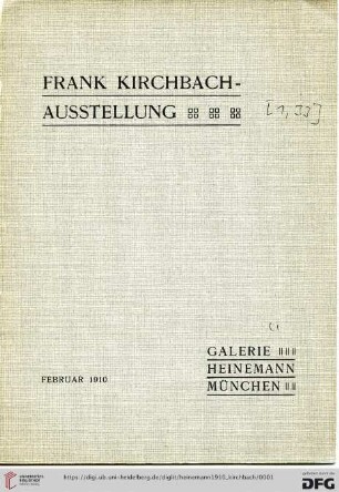 Frank Kirchbach-Ausstellung : Februar 1910