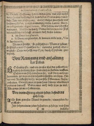 Von Reinigung und anhaltung des Leibes.